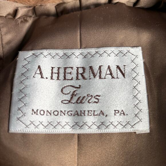 Vintage 60s A Herman Furs Brown Mink Fur Coat Mid Length Lined Classic Luxury - Picture 9 of 16